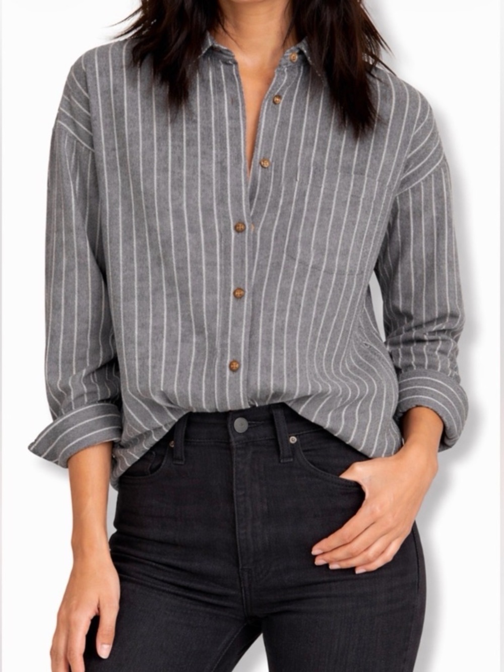 Madewell Westward Flannel Striped Button Down Shirt Size Medium
